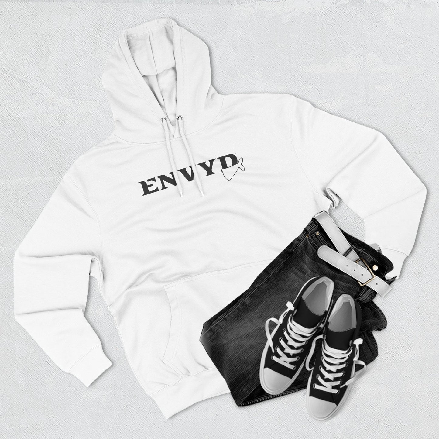 Three-Panel Fleece Hoodie - "ENVYD I YONA"