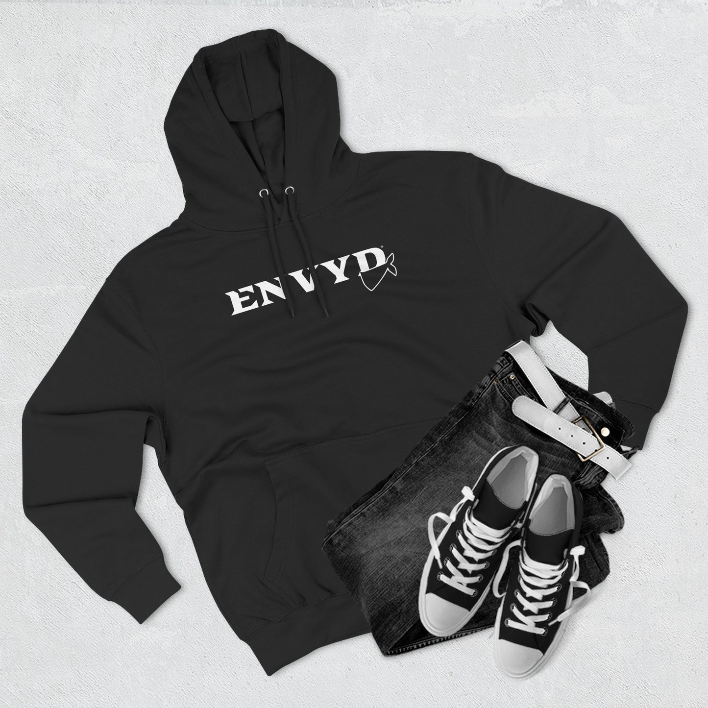 Three-Panel Fleece Hoodie - "ENVYD I YONA"