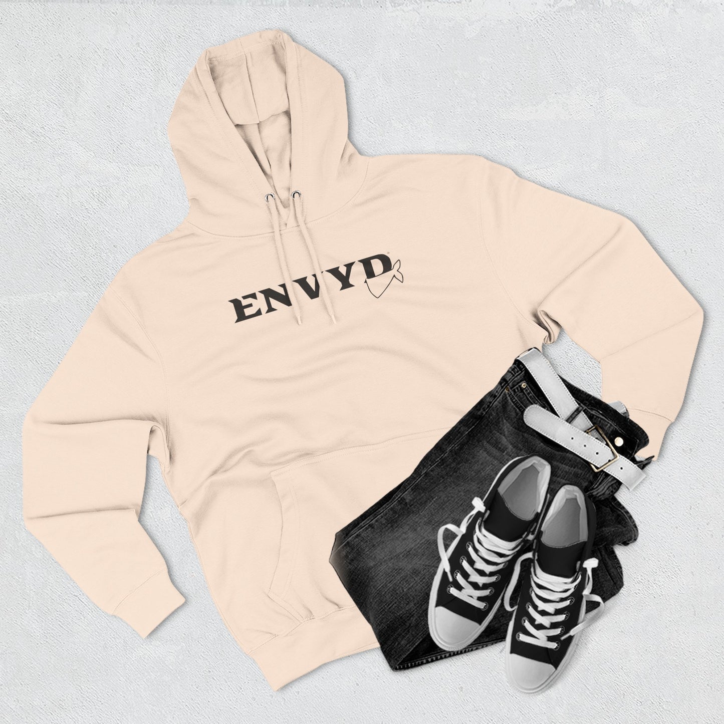 Three-Panel Fleece Hoodie - "ENVYD I YONA"