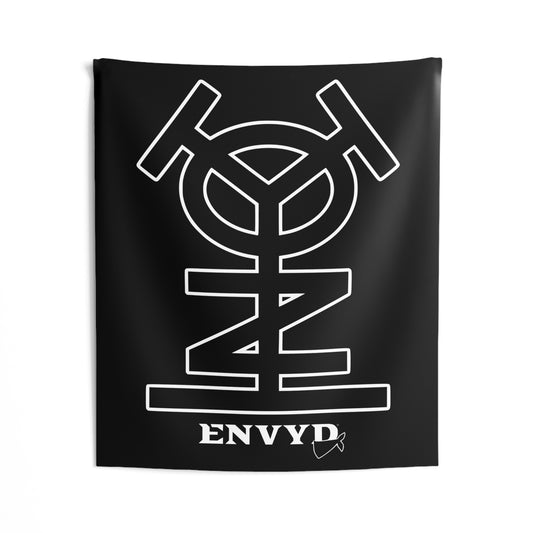 Modern Black Indoor Wall Tapestry - "ENVYD l YONA"
